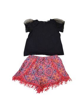 Girls H&M Black Top & My'Chelle Pink Shorts Set